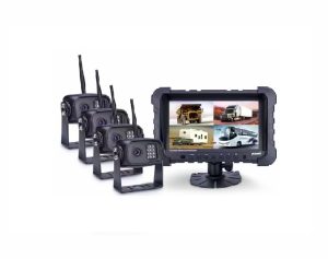 quad view 7 inch AHD wireless backup camera system for RVs, buses, and trucks